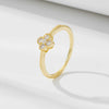 S925 Sterling Silver Fourleaf Clover Geometric Design Women's Ring
