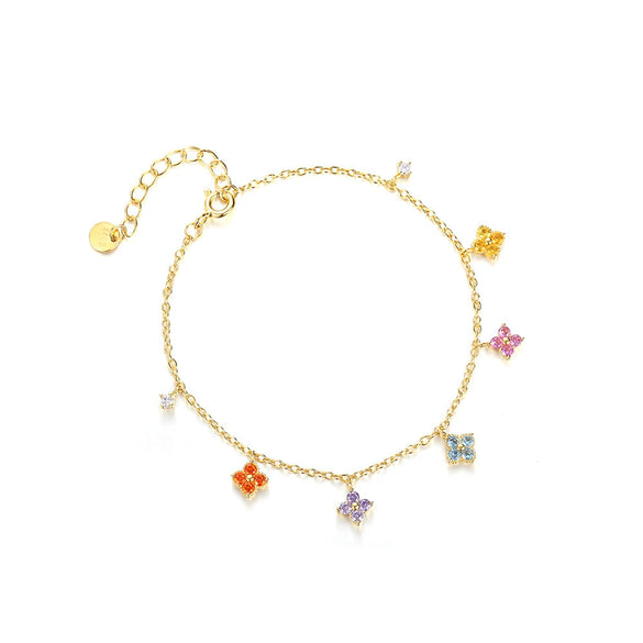 S925 Sterling Silver Fourleaf Clover Necklace With French Color Zircon For Women Light Luxury Niche Design Clavicle Chain