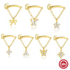 S925 Sterling Silver Fourleaf Clover Tassel Bow Geometric Piercing Earrings Set With Gemstones