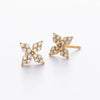 S925 Sterling Silver Fourleaf Clover Zirconium Earrings Electroplated Simple Style Women's Jewelry