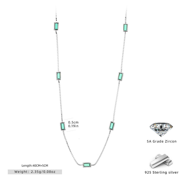 S925 Sterling Silver French Retro Geometric Inlaid Zircon Clavicle Necklace