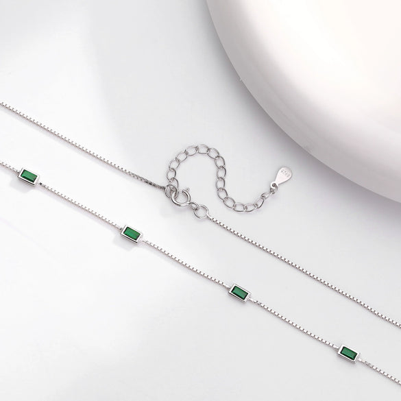 S925 Sterling Silver French Retro Geometric Inlaid Zircon Clavicle Necklace