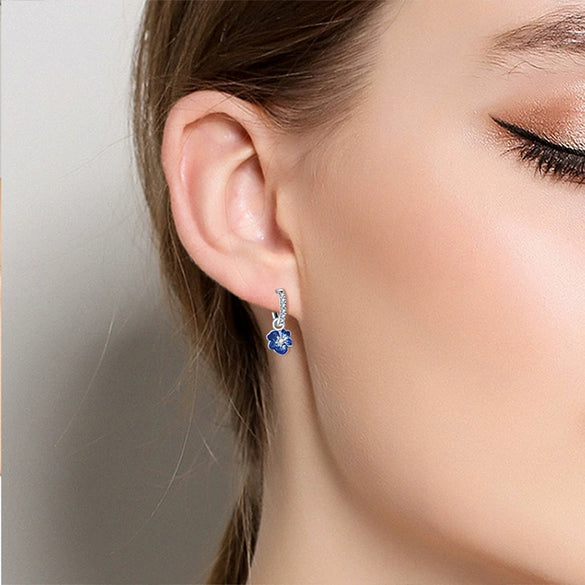 S925 Sterling Silver Fresh Style Small Flower Animal Zodiac Earrings With Electroplating