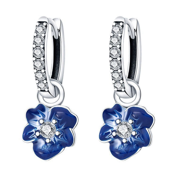 S925 Sterling Silver Fresh Style Small Flower Animal Zodiac Earrings With Electroplating
