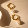 S925 Sterling Silver Freshwater Pearl Geometric Style Electroplated Earrings Unisex