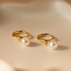 S925 Sterling Silver Freshwater Pearl Geometric Style Electroplated Earrings Unisex