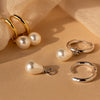 S925 Sterling Silver Freshwater Pearl Geometric Style Electroplated Earrings Unisex