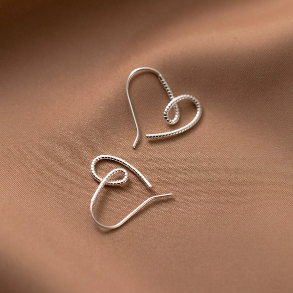 S925 Sterling Silver Geometric And Heart Shape Niche Design Women's Earrings