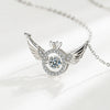 S925 Sterling Silver Geometric Angel Wings Pendant Necklace For Women