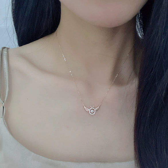 S925 Sterling Silver Geometric Angel Wings Pendant Necklace For Women