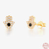 S925 Sterling Silver Geometric Angel's Eye Black Diamond Earrings With Diamondencrusted And Protection Electroplating