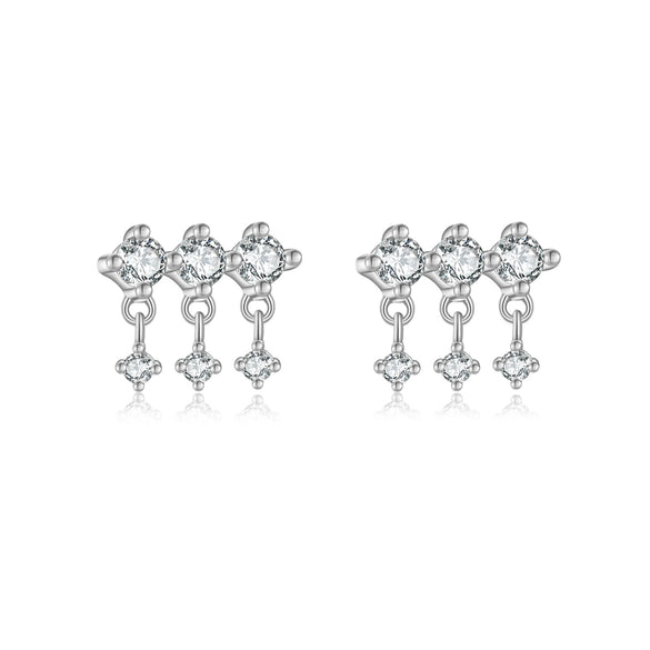 S925 Sterling Silver Geometric Baking Paint Earrings With Diamond Light Luxury Cold Style Mori Ear Jewelry Platinum Or 18K Gold Electroplated