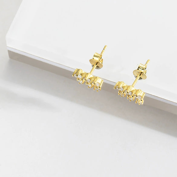 S925 Sterling Silver Geometric Baking Paint Earrings With Diamond Light Luxury Cold Style Mori Ear Jewelry Platinum Or 18K Gold Electroplated