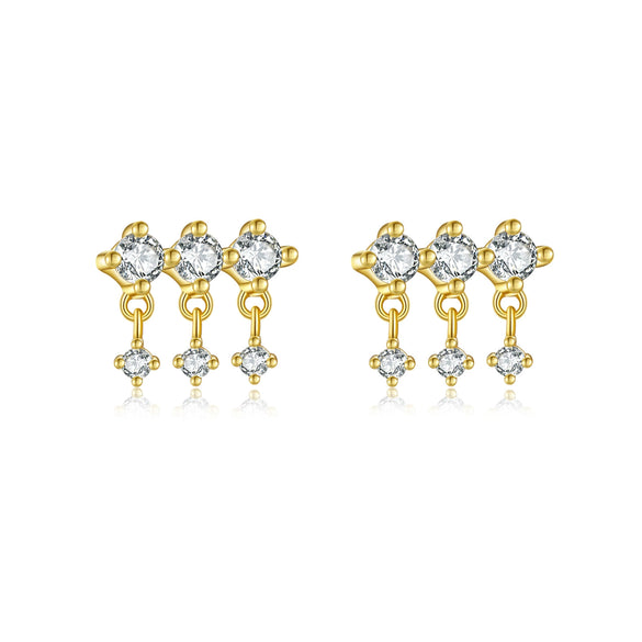 S925 Sterling Silver Geometric Baking Paint Earrings With Diamond Light Luxury Cold Style Mori Ear Jewelry Platinum Or 18K Gold Electroplated