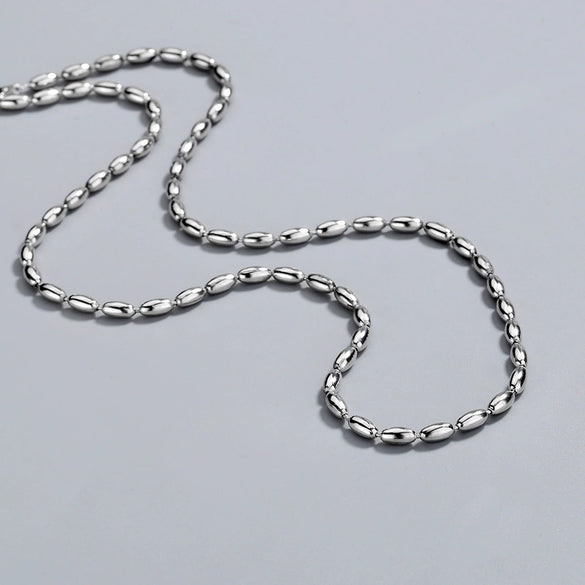 S925 Sterling Silver Geometric Ball Chain Necklace With Round Silver Beads Electroplated Fashion Jewelry For Men And Women