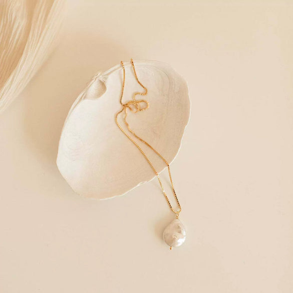 S925 Sterling Silver Geometric Baroque Freshwater Pearl Women's O Chain Necklace With Electroplating