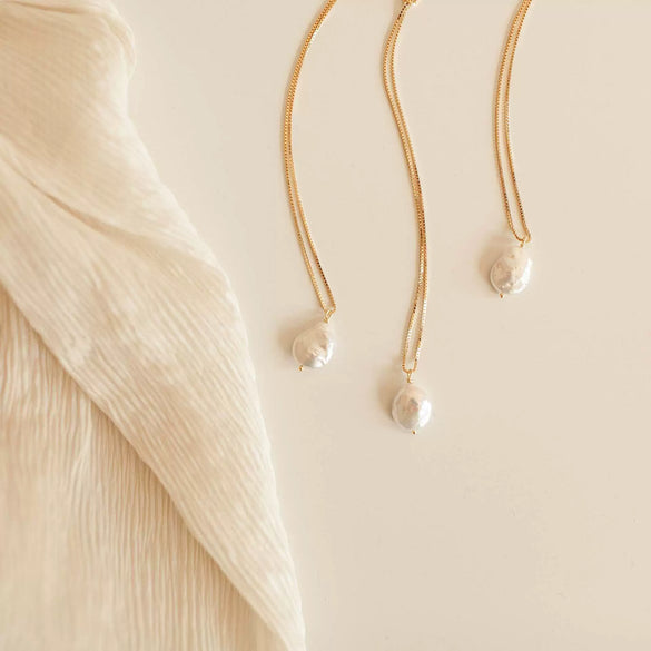 S925 Sterling Silver Geometric Baroque Freshwater Pearl Women's O Chain Necklace With Electroplating