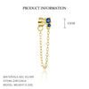 S925 Sterling Silver Geometric Blue Zirconium Earrings For Women Light Luxury Simple Style