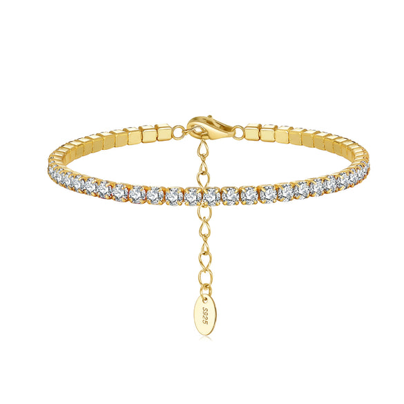 S925 Sterling Silver Geometric Bracelet With Zircon Electroplated For Women