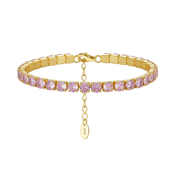 S925 Sterling Silver Geometric Bracelet With Zircon Electroplated For Women