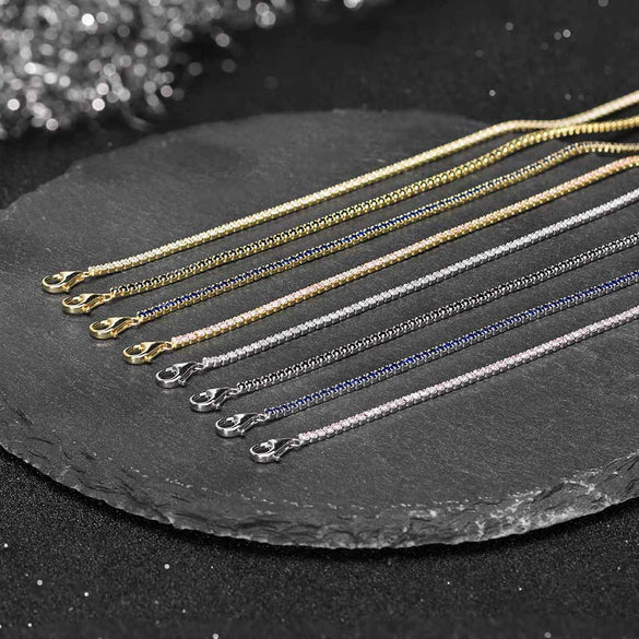S925 Sterling Silver Geometric Bracelet With Zircon Electroplated For Women