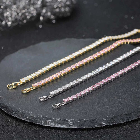 S925 Sterling Silver Geometric Bracelet With Zircon Electroplated For Women