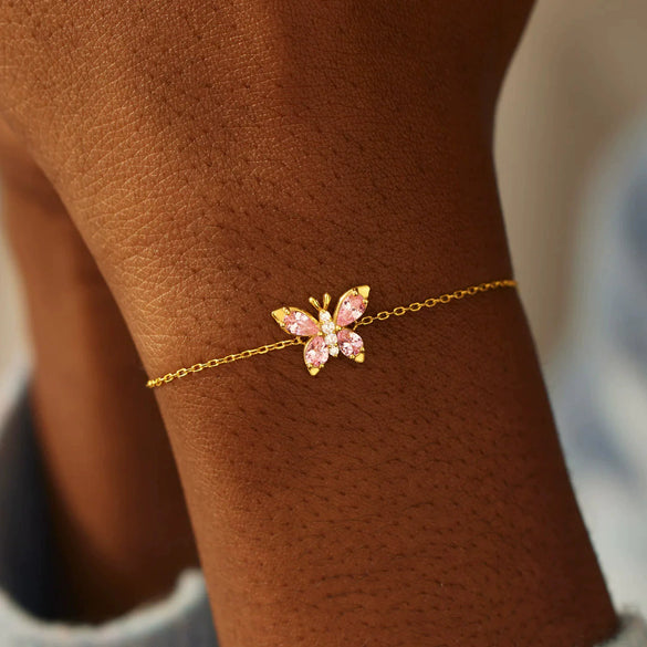 S925 Sterling Silver Geometric Butterfly Bracelet For Women Electroplated