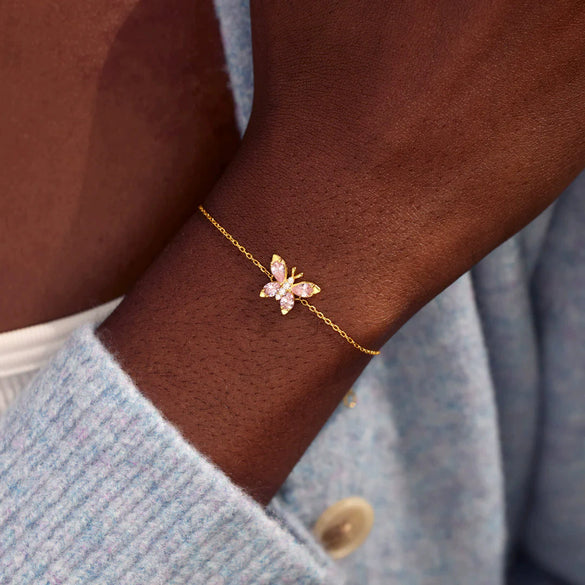 S925 Sterling Silver Geometric Butterfly Bracelet For Women Electroplated