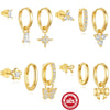 S925 Sterling Silver Geometric Butterfly Earring With Removable Eight Mans Star Pendant Electroplated