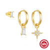 S925 Sterling Silver Geometric Butterfly Earring With Removable Eight Mans Star Pendant Electroplated