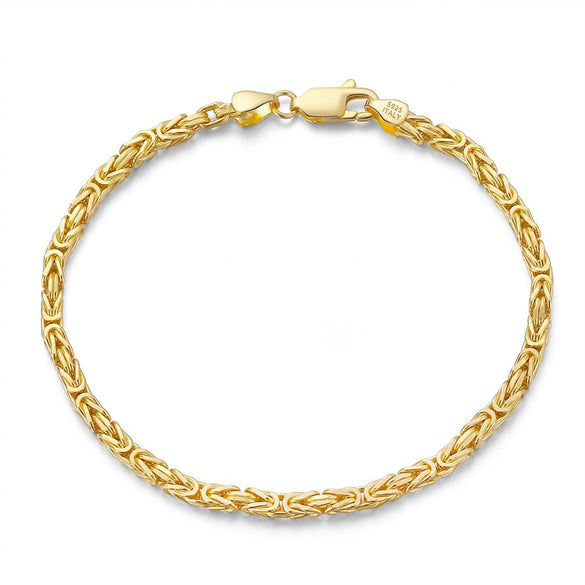 S925 Sterling Silver Geometric Byzantine Flat Bracelet Electroplated Unisex Hand Jewelry