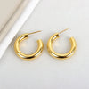 S925 Sterling Silver Geometric C Shape Hoop Earrings Electroplated Minimalist Light Luxury Statement Jewelry