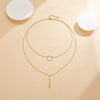 S925 Sterling Silver Geometric Circle Necklace With Inlaid Zircon Fashion Simple Light Luxury Niche Design Double Clavicle Chain For Women