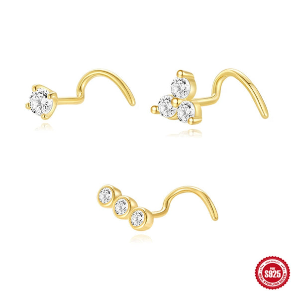 S925 Sterling Silver Geometric Closed Puncture Ring For Women With Electroplating