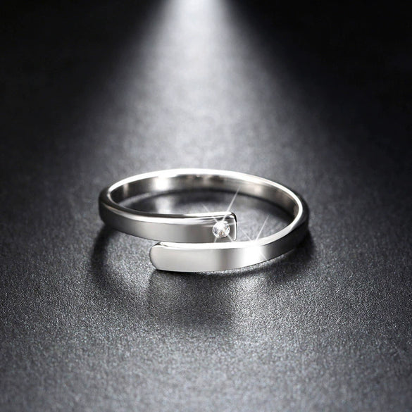 S925 Sterling Silver Geometric Couple Ring Adjustable Open Band Electroplated Wedding Ring For Unisex Adults