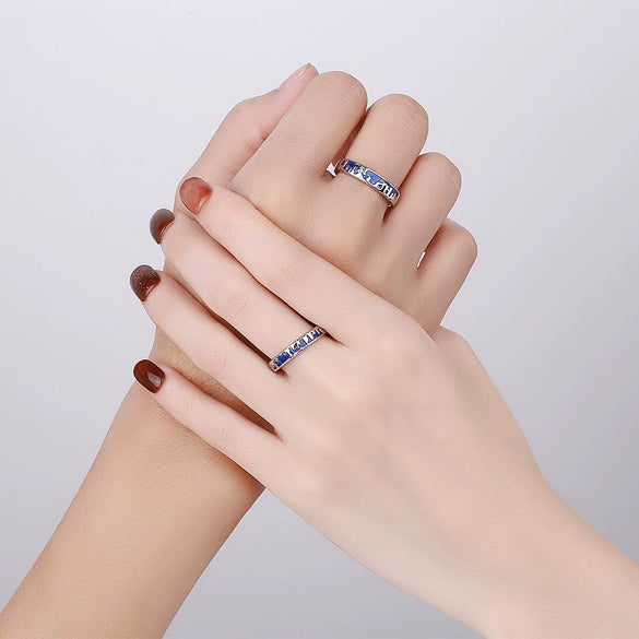 S925 Sterling Silver Geometric Couple Ring Simple Adjustable Open Ring With Electroplated Finish For Men And Women