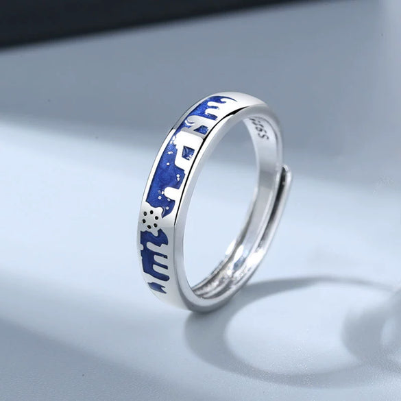 S925 Sterling Silver Geometric Couple Ring Simple Adjustable Open Ring With Electroplated Finish For Men And Women
