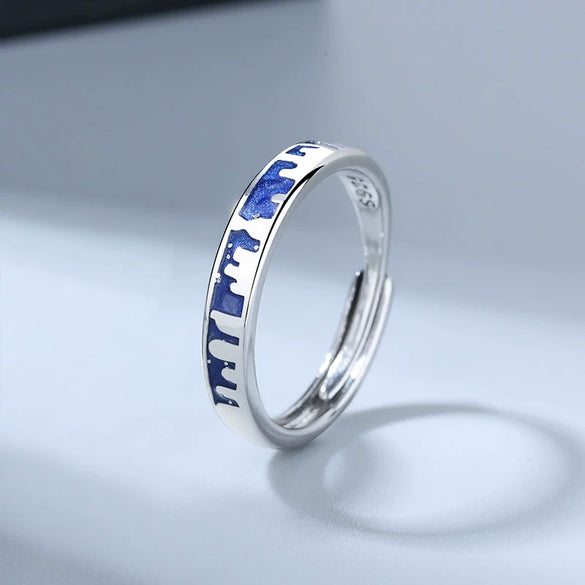S925 Sterling Silver Geometric Couple Ring Simple Adjustable Open Ring With Electroplated Finish For Men And Women