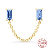 S925 Sterling Silver Geometric Creative Single Diamond Chain Earrings For Women