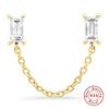 S925 Sterling Silver Geometric Creative Single Diamond Chain Earrings For Women