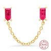 S925 Sterling Silver Geometric Creative Single Diamond Chain Earrings For Women