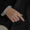 S925 Sterling Silver Geometric Cross Double Layer Open Ring For Women Electroplated Minimalist Adjustable Ring