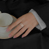 S925 Sterling Silver Geometric Cross Double Layer Open Ring For Women Electroplated Minimalist Adjustable Ring