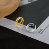 S925 Sterling Silver Geometric Cross Double Layer Open Ring For Women Electroplated Minimalist Adjustable Ring