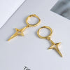 S925 Sterling Silver Geometric Cross Earrings For Women Electroplated Hip Hop Style Ear Jewelry Accessories