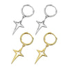 S925 Sterling Silver Geometric Cross Earrings For Women Electroplated Hip Hop Style Ear Jewelry Accessories