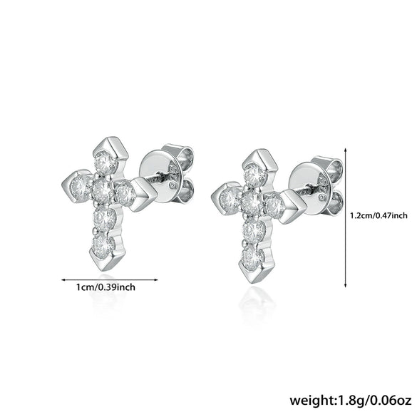S925 Sterling Silver Geometric Cross Earrings With Electroplating