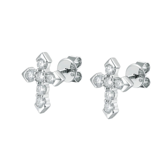 S925 Sterling Silver Geometric Cross Earrings With Electroplating