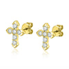S925 Sterling Silver Geometric Cross Earrings With Electroplating