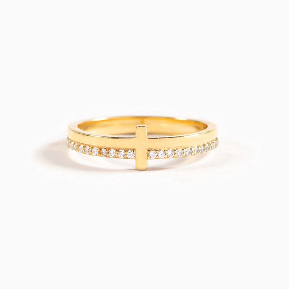 S925 Sterling Silver Geometric Cross Ring For Women Electroplated